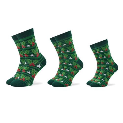 Σετ 3 ζευγάρια ψηλές κάλτσες unisex Rainbow Socks Xmas Balls Πράσινο